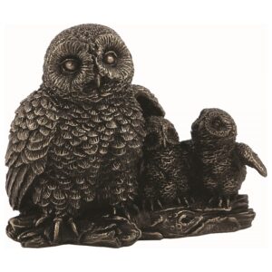 Κουκουβάγια Με Τα Παιδιά Της Μινιατούρα Άγαλμα (Ηλεκτρόλυση μπρούτζου Veronese 6cm)