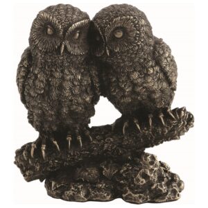 Κουκουβάγιες Ζευγάρι Μινιατούρα Άγαλμα (Ηλεκτρόλυση μπρούτζου Veronese 13cm)