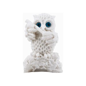 Κουκουβάγια με Πάπυρο Άγαλμα (Αλάβαστρο Λευκό 8cm)